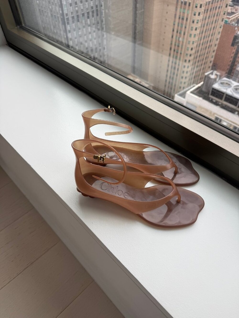 Chloé Jelly Thong Sandals – Nude Blush, Ankle Strap, IT 40